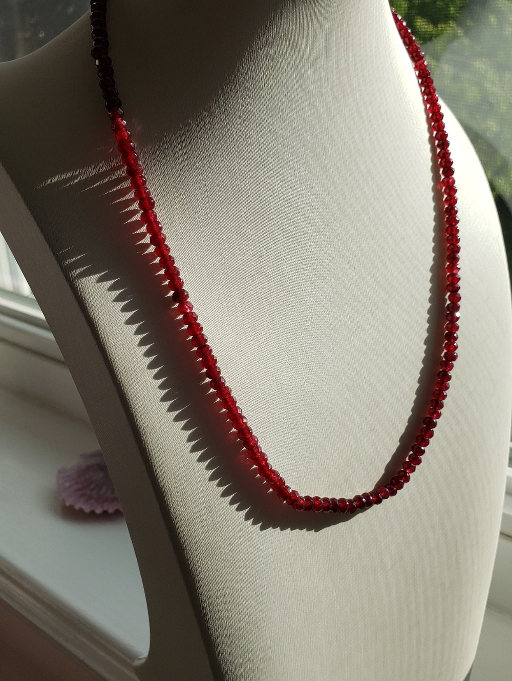 NEW 18" Faceted Brazilian Red Ruby Strand Necklace With Lobster Clasp Mother's